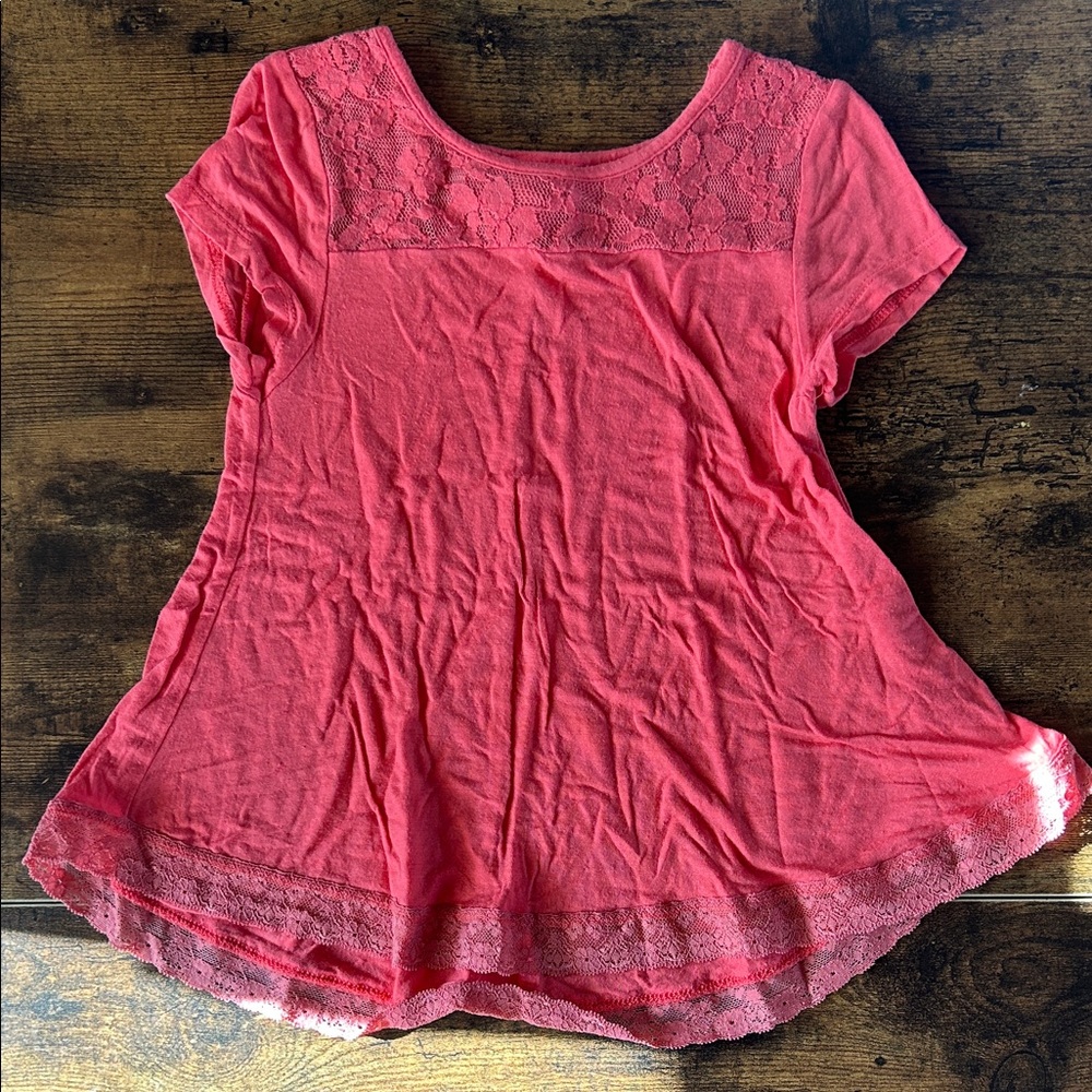 Justice Coral Lace Short Sleeve Tee